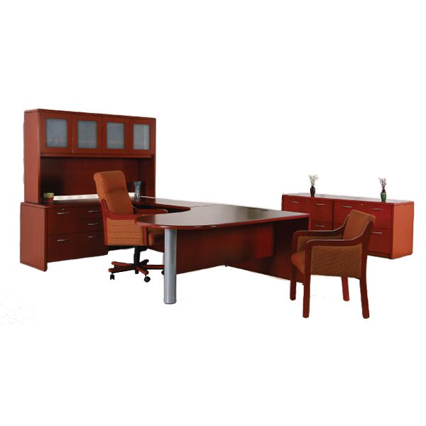 Modern wooden office desk and storage
