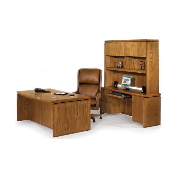 Wooden office furniture set with computer