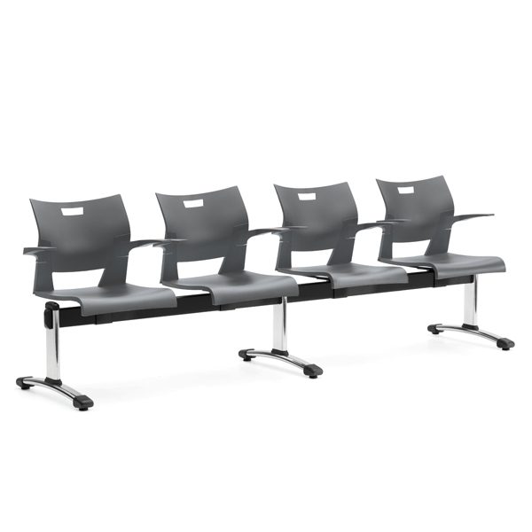 Sleek black chairs with metal legs.