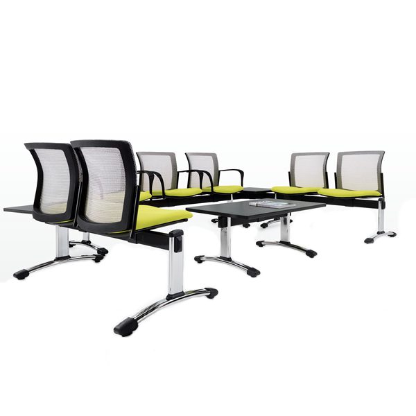 Modern office chairs with green seats