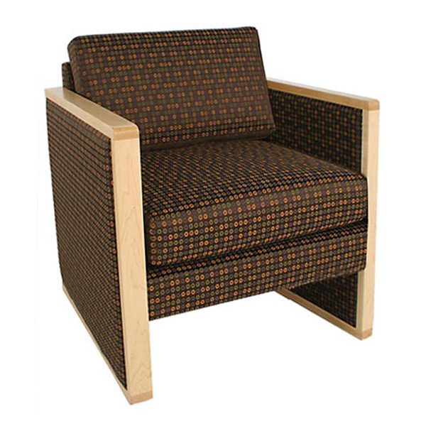 Modern armchair with patterned upholstery