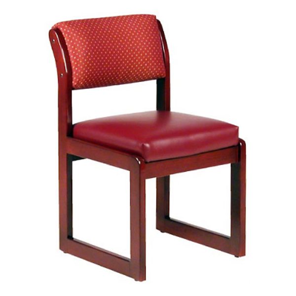 Modern wooden chair with red seat