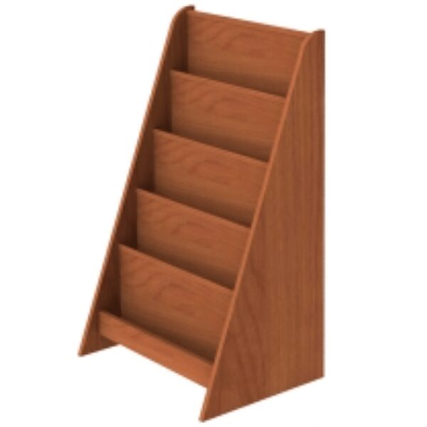Wooden display shelf with multiple tiers