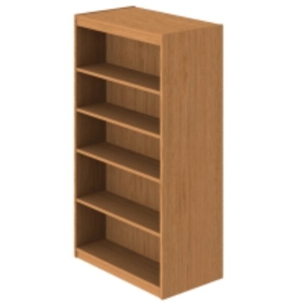 Wooden bookshelf with five shelves