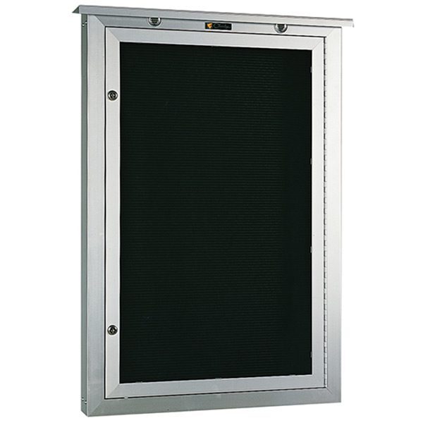 Black display board with metal border