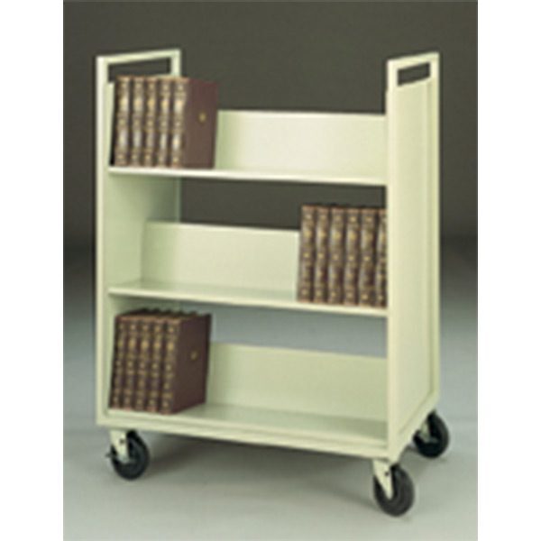 Rolling cart filled with books