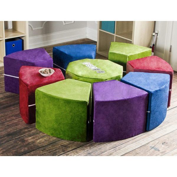 Vibrant ottoman set in room