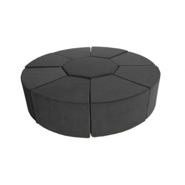 Dark segmented round ottoman design