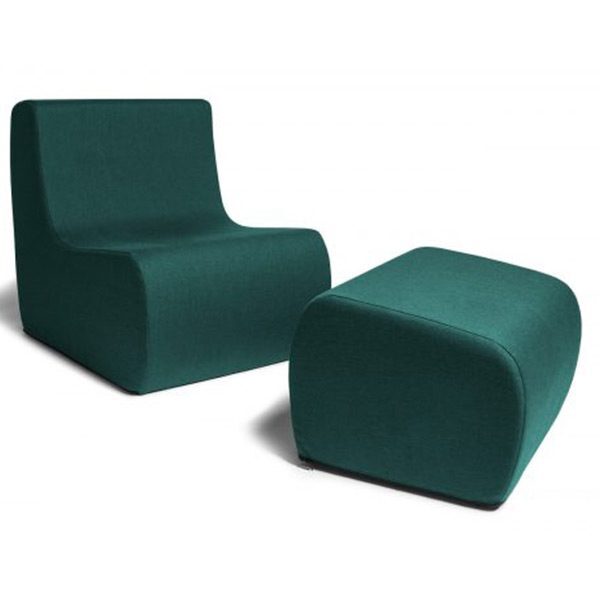 Modern teal chair and ottoman set
